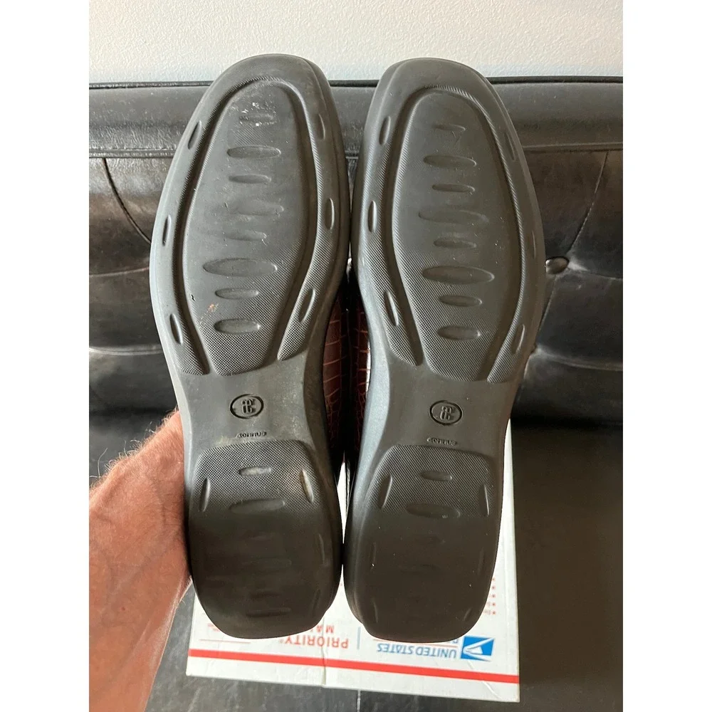 Allen Edmonds Grand Cayman Brown‎ Croc Embossed Leather Bit Loafers